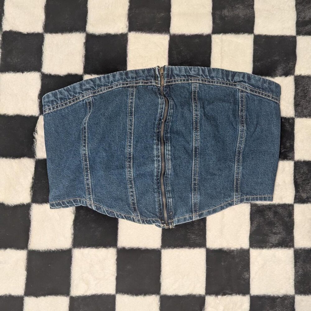 Lone Star Navy Denim Corset Tube Top- Size L